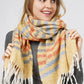 MULTI COLOR STRIPE OBLONG SCARF W/FRINGE