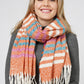 MULTI COLOR STRIPE OBLONG SCARF W/FRINGE