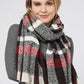 PLAID OBLONG SCARF WITH FRAYED EDGE