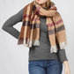 PLAID OBLONG SCARF WITH FRAYED EDGE