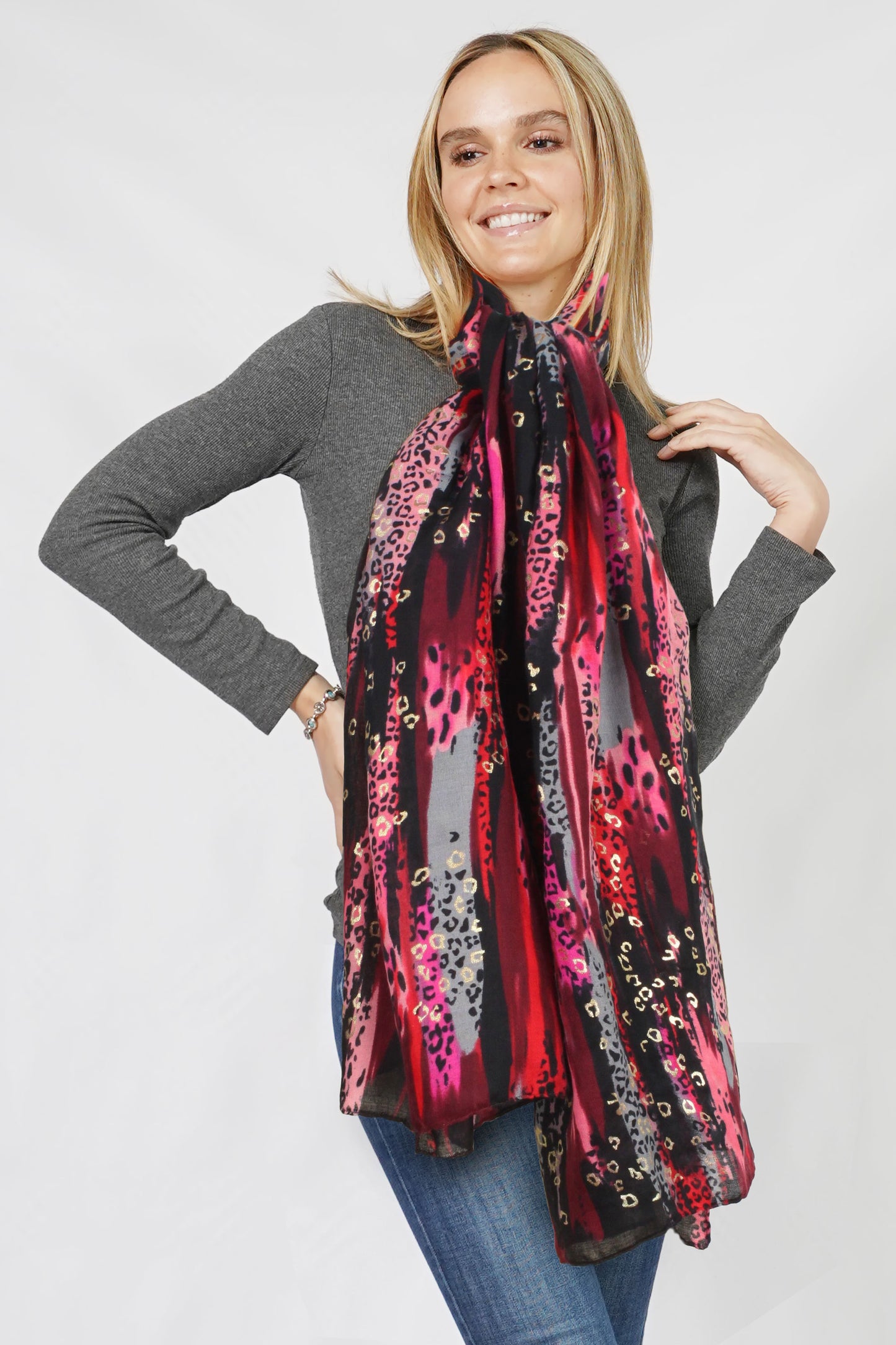 ABSTRACT FOIL PRINT OBLONG SCARF