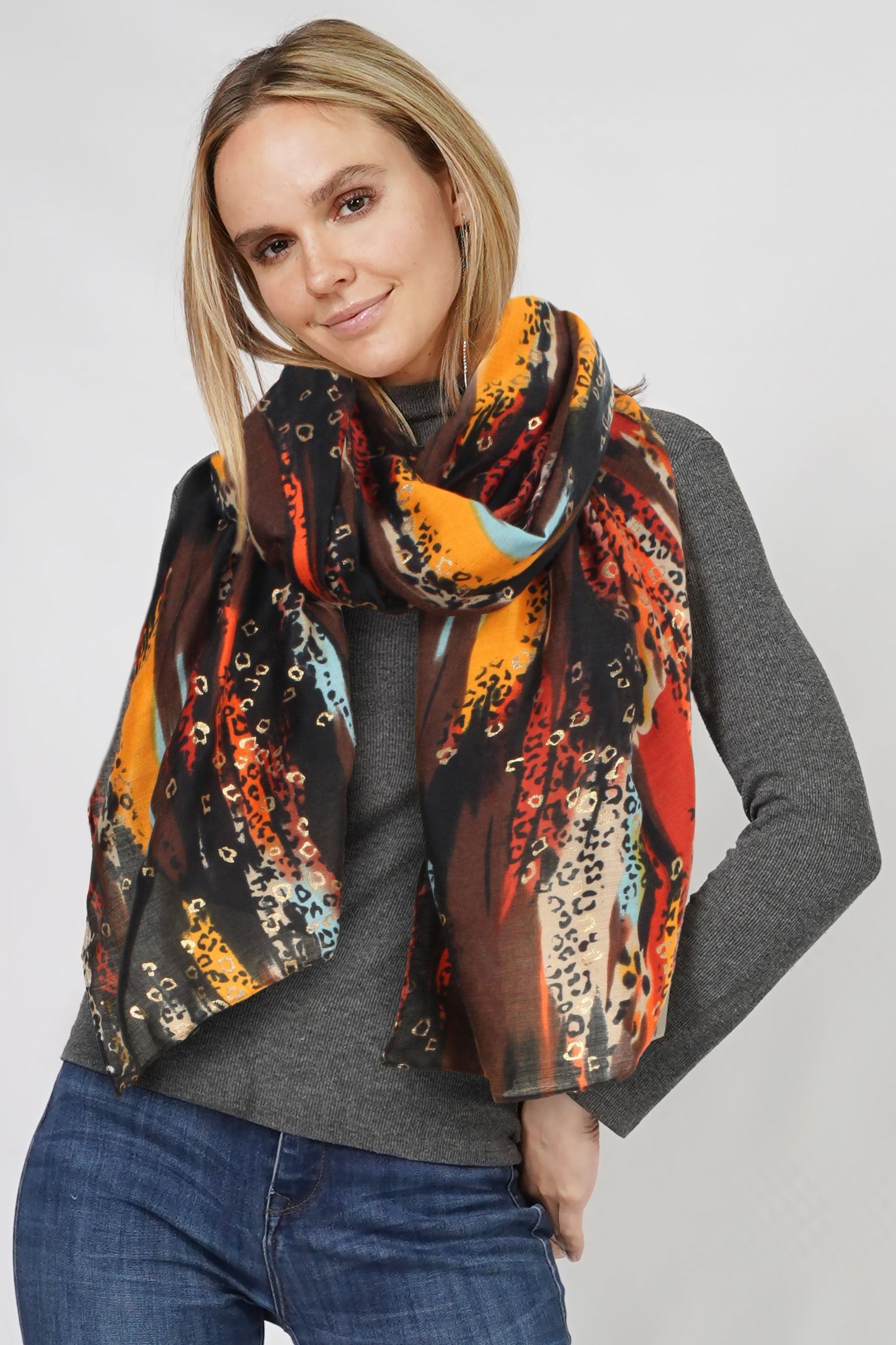 ABSTRACT FOIL PRINT OBLONG SCARF