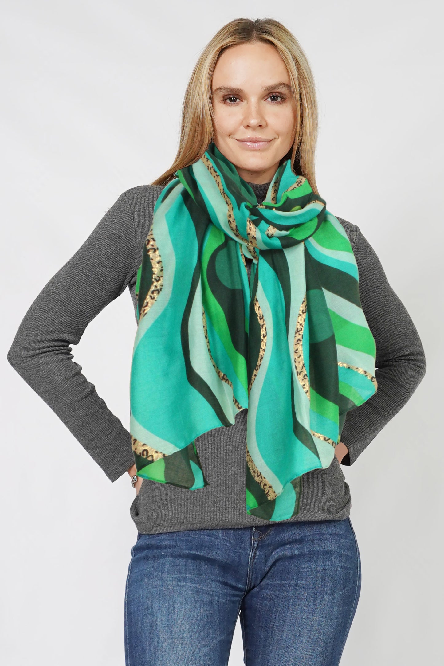 ABSTRACT FOIL PRINT OBLONG SCARF