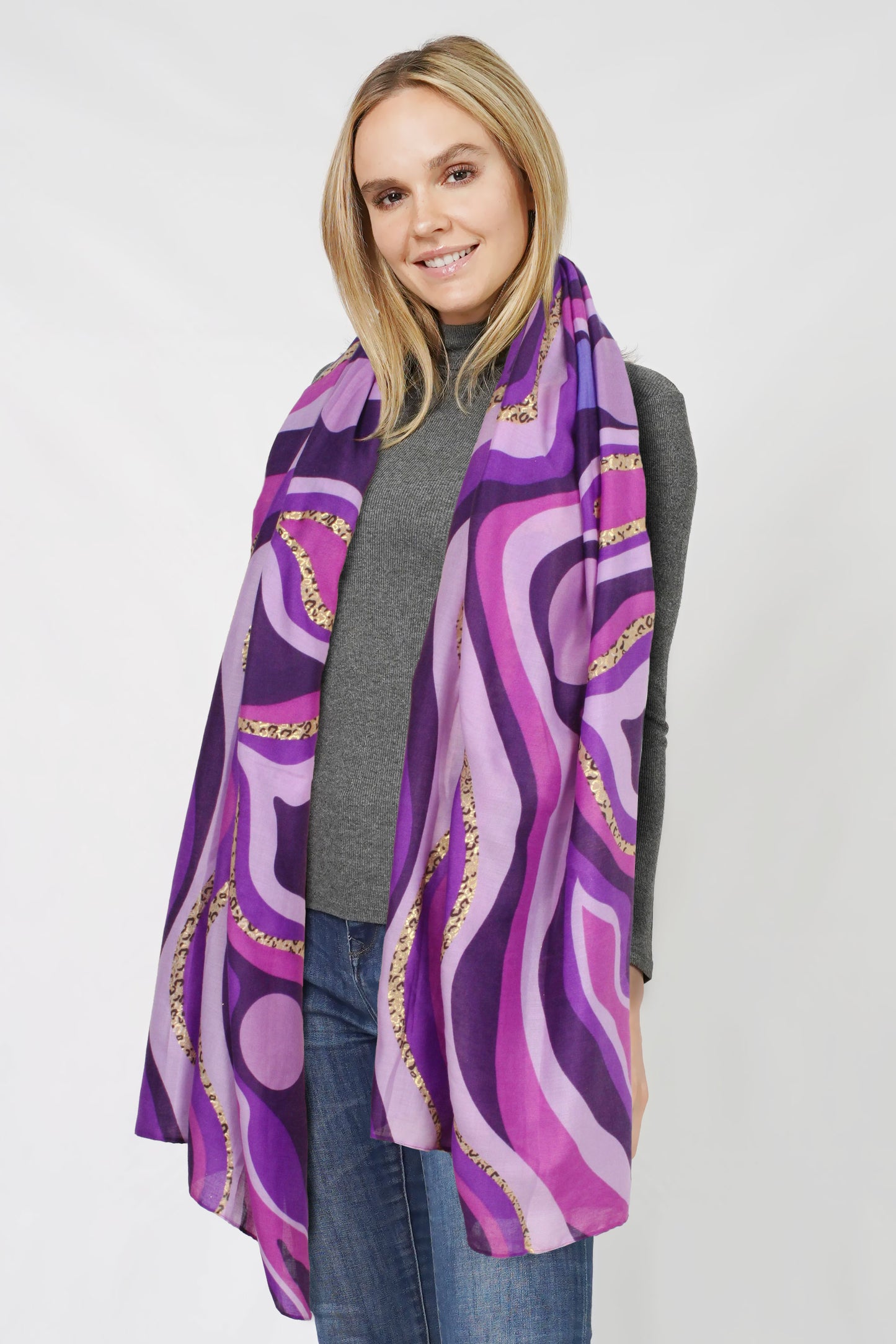 ABSTRACT FOIL PRINT OBLONG SCARF