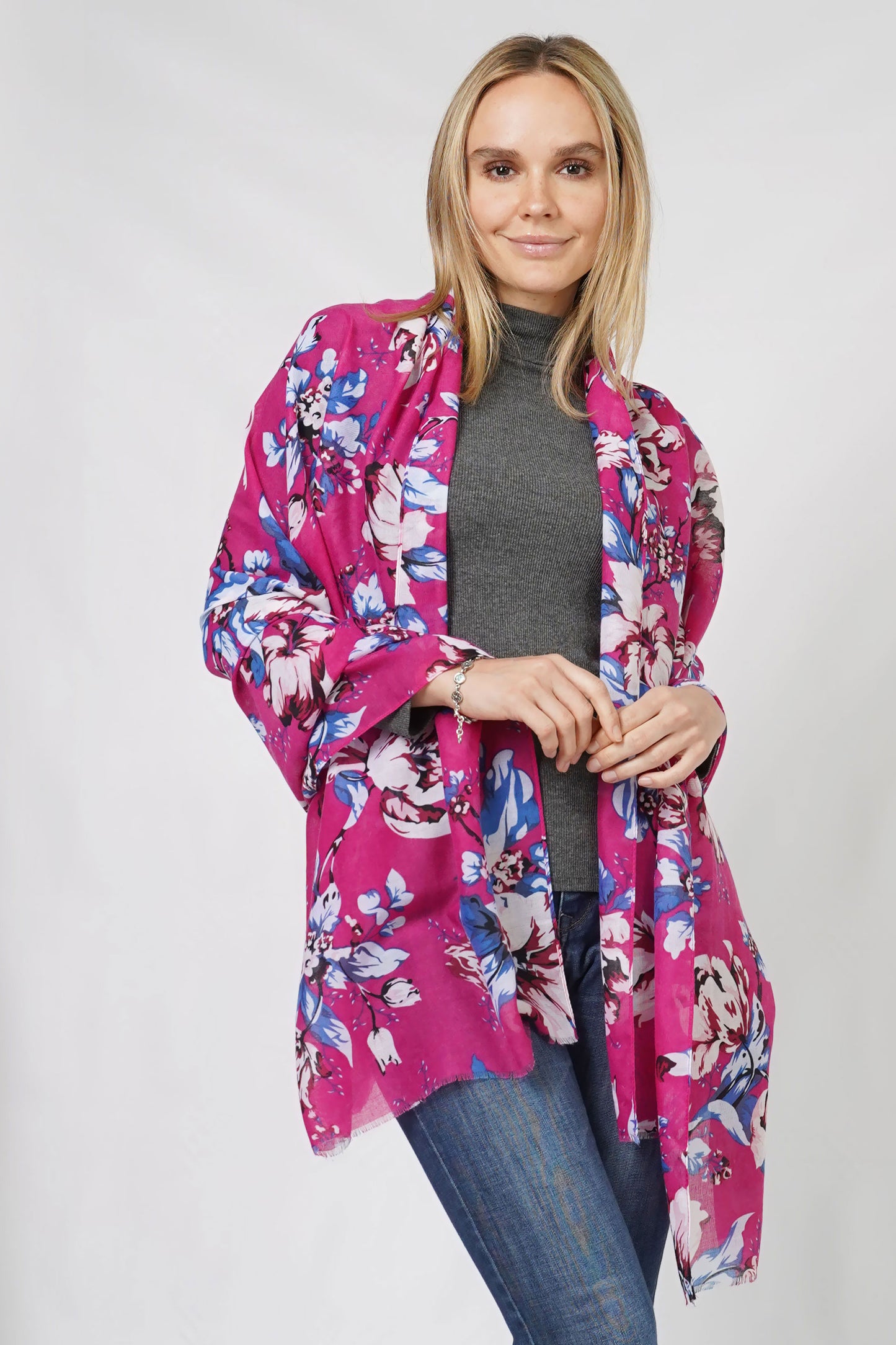 FLOWER PRINT OBLONG SCARF