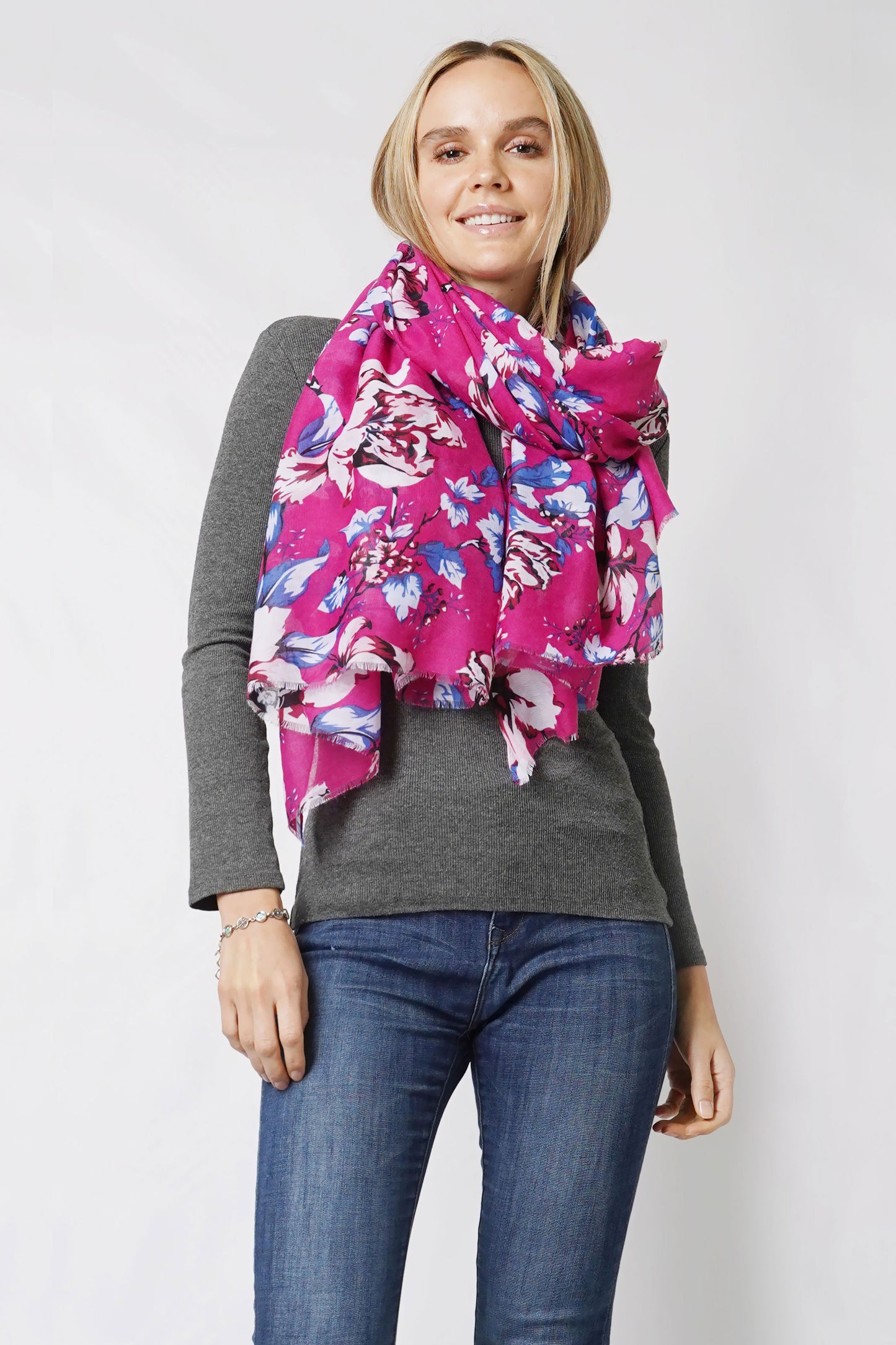 FLOWER PRINT OBLONG SCARF