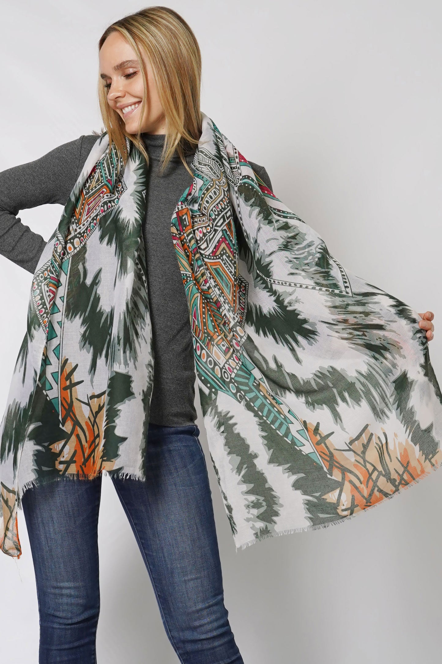 ETHNIC PRINT OBLONG SCARF