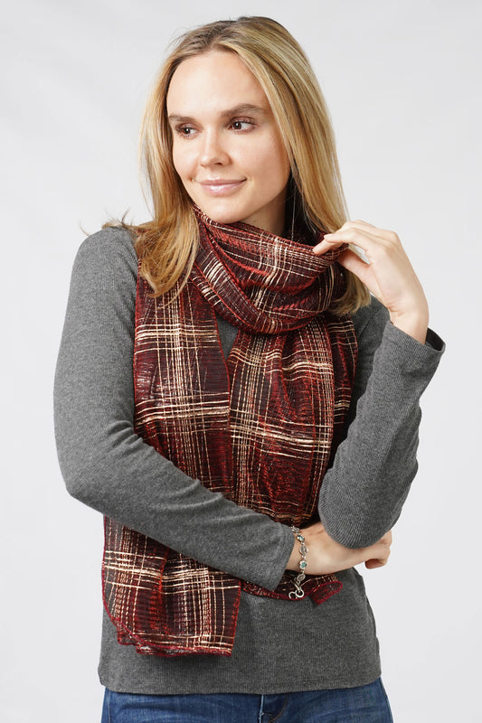 PLAID LUREX SHEER CRINKLE SCARF