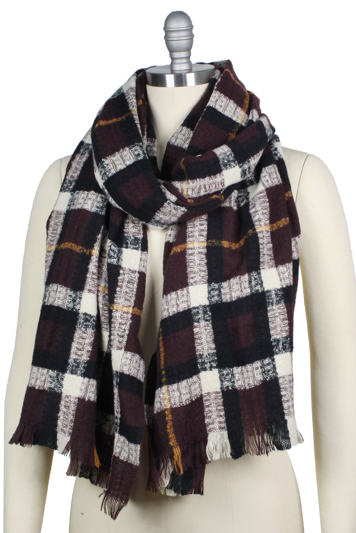 PLAID+LUREX OBLONG SCARF/SHAWL