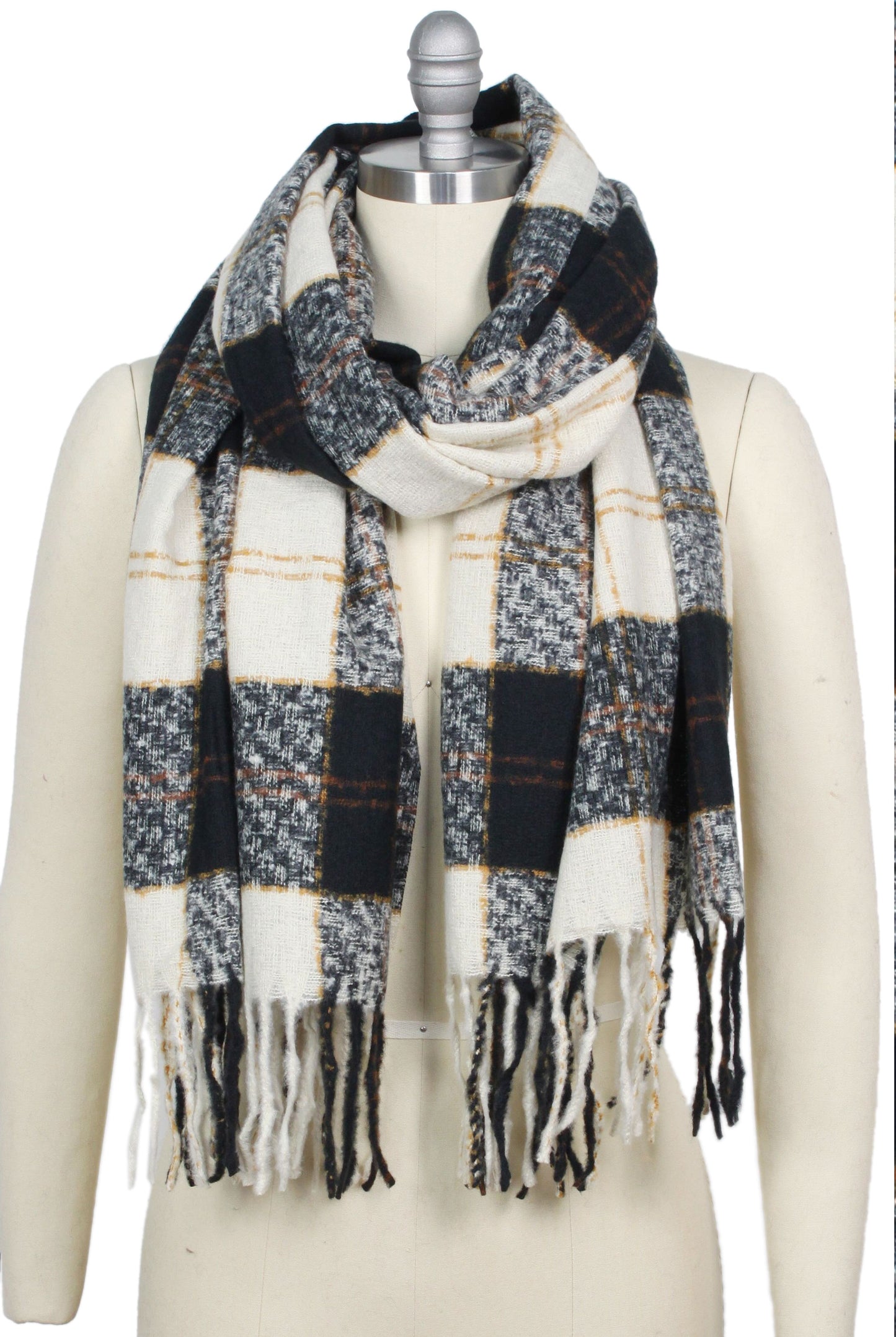 PLAID OBLONG SCARF/SHAWL WITH FRINGE