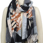 FLORAL PRINT OBLONG SCARF/SHAWL WITH FRINGE