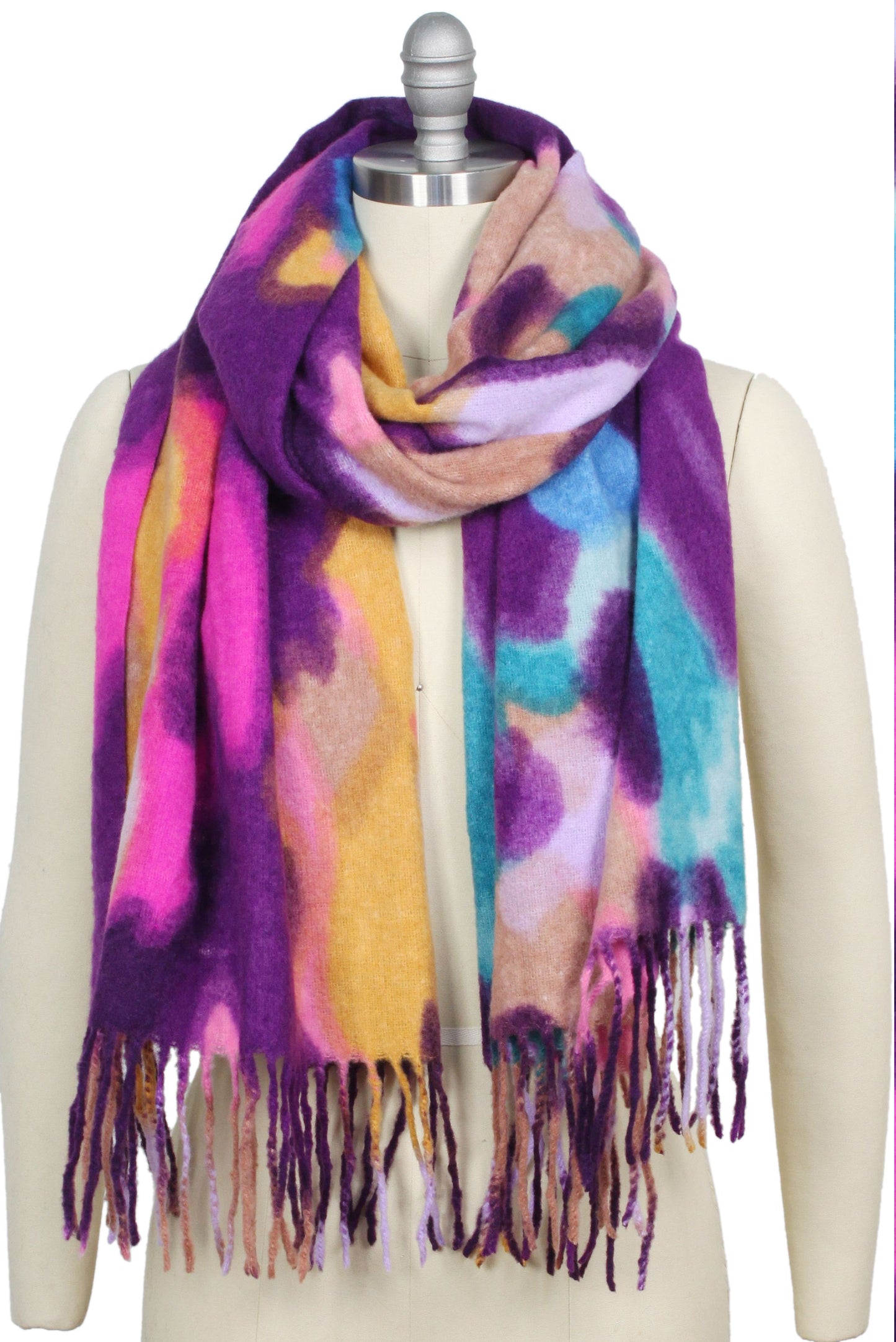 ABSTRACT PRINT OBLONG SCARF/SHAWL WITH FRINGE