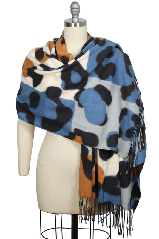 ANIMAL PRINT OBLONG SCARF/SHAWL WITH FRINGE