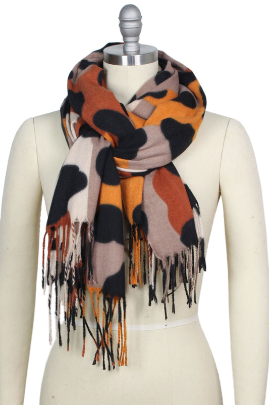 ANIMAL PRINT OBLONG SCARF/SHAWL WITH FRINGE