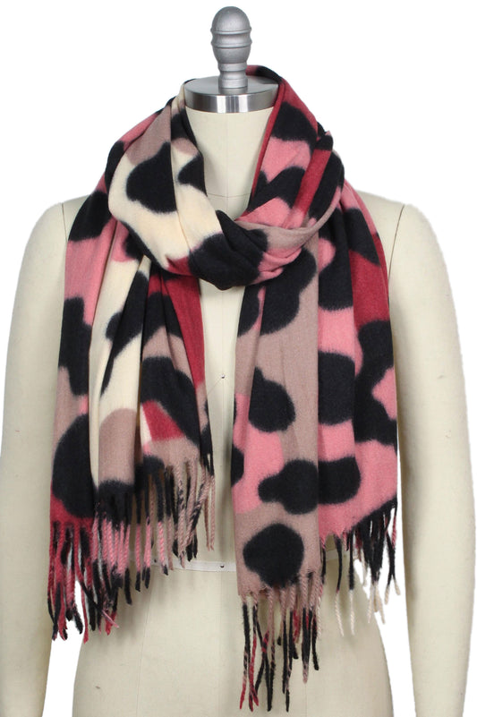 ANIMAL PRINT OBLONG SCARF/SHAWL WITH FRINGE