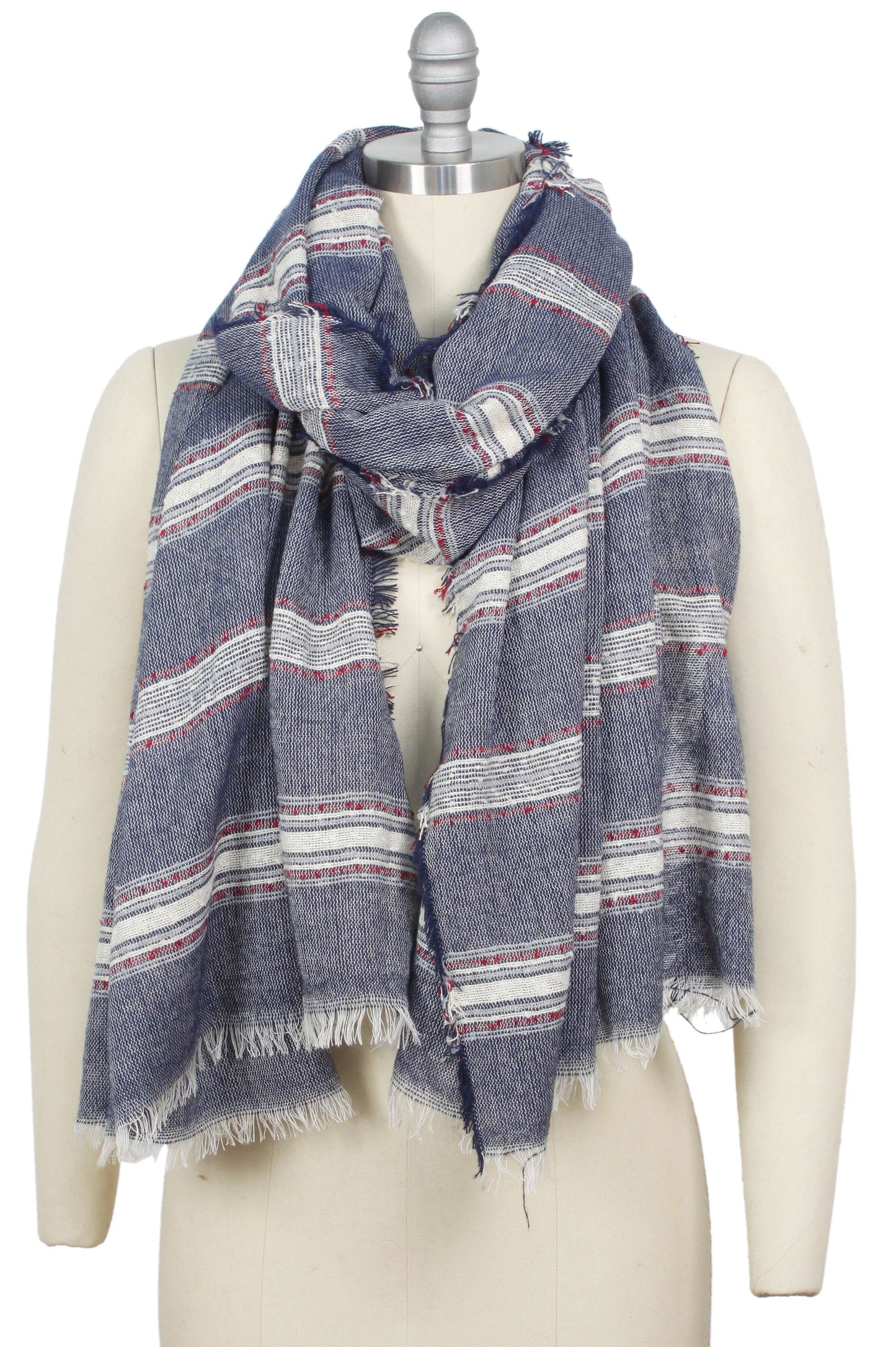 STRIPE WOVEN OBLONG SCARF/SHAWL