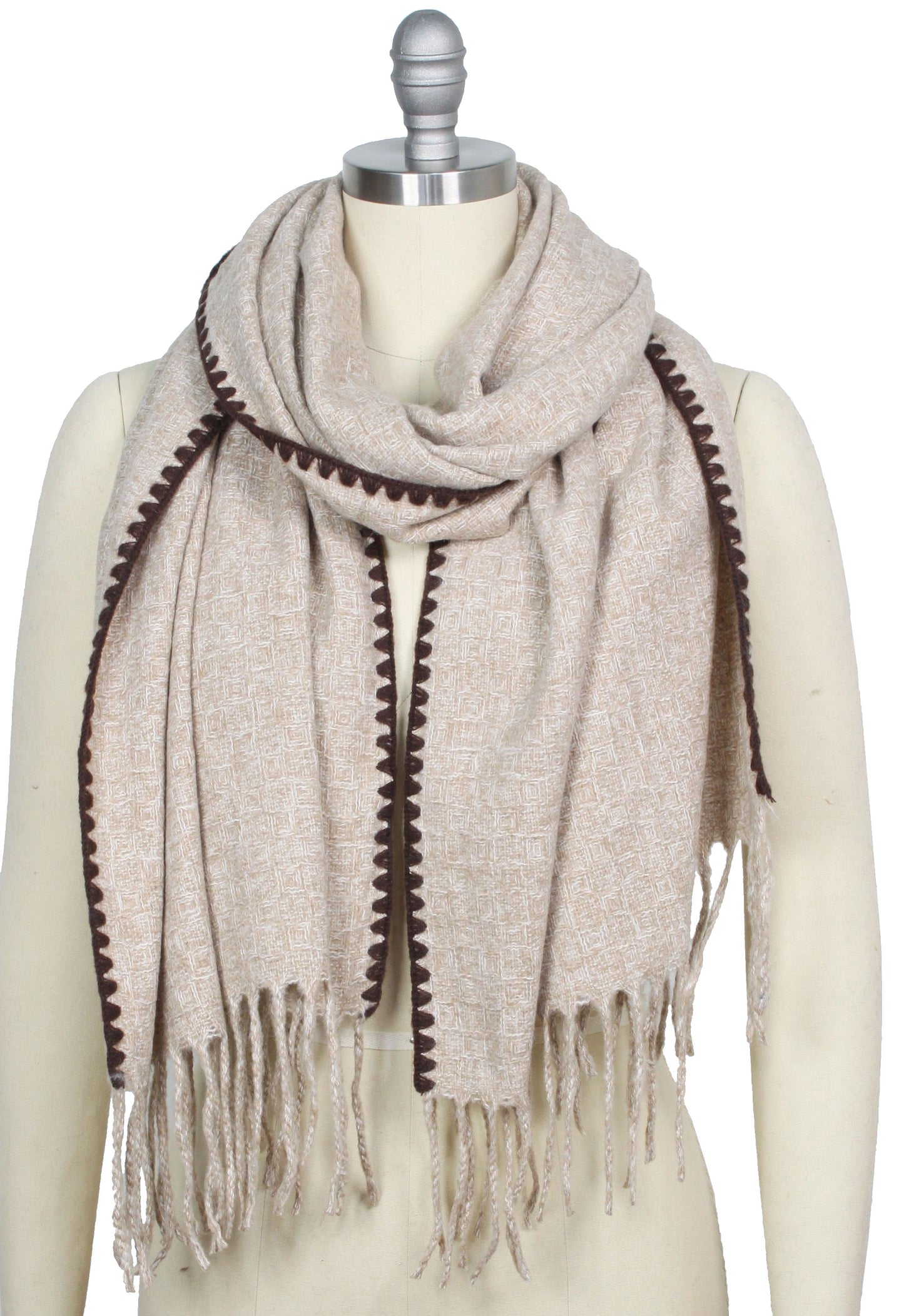 CONTRAST EDGE OBLONG SCARF/SHAWL