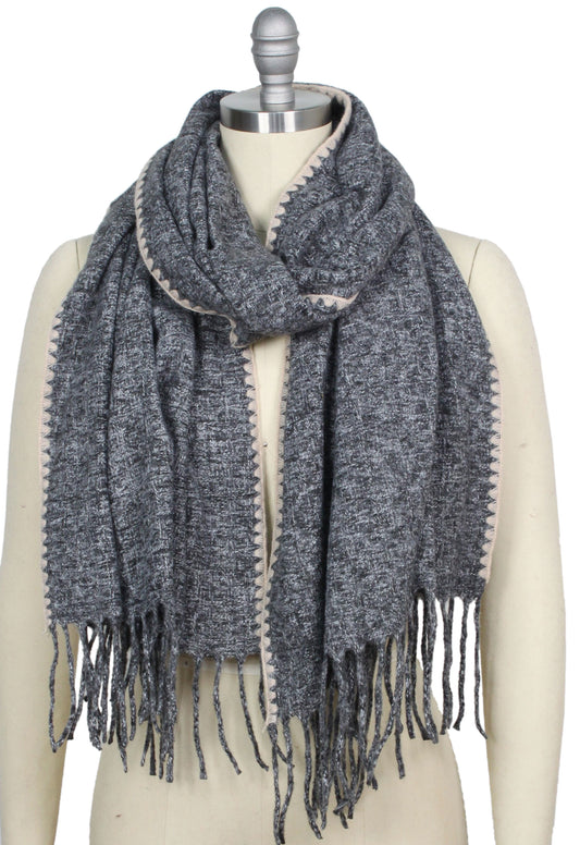 CONTRAST EDGE OBLONG SCARF/SHAWL