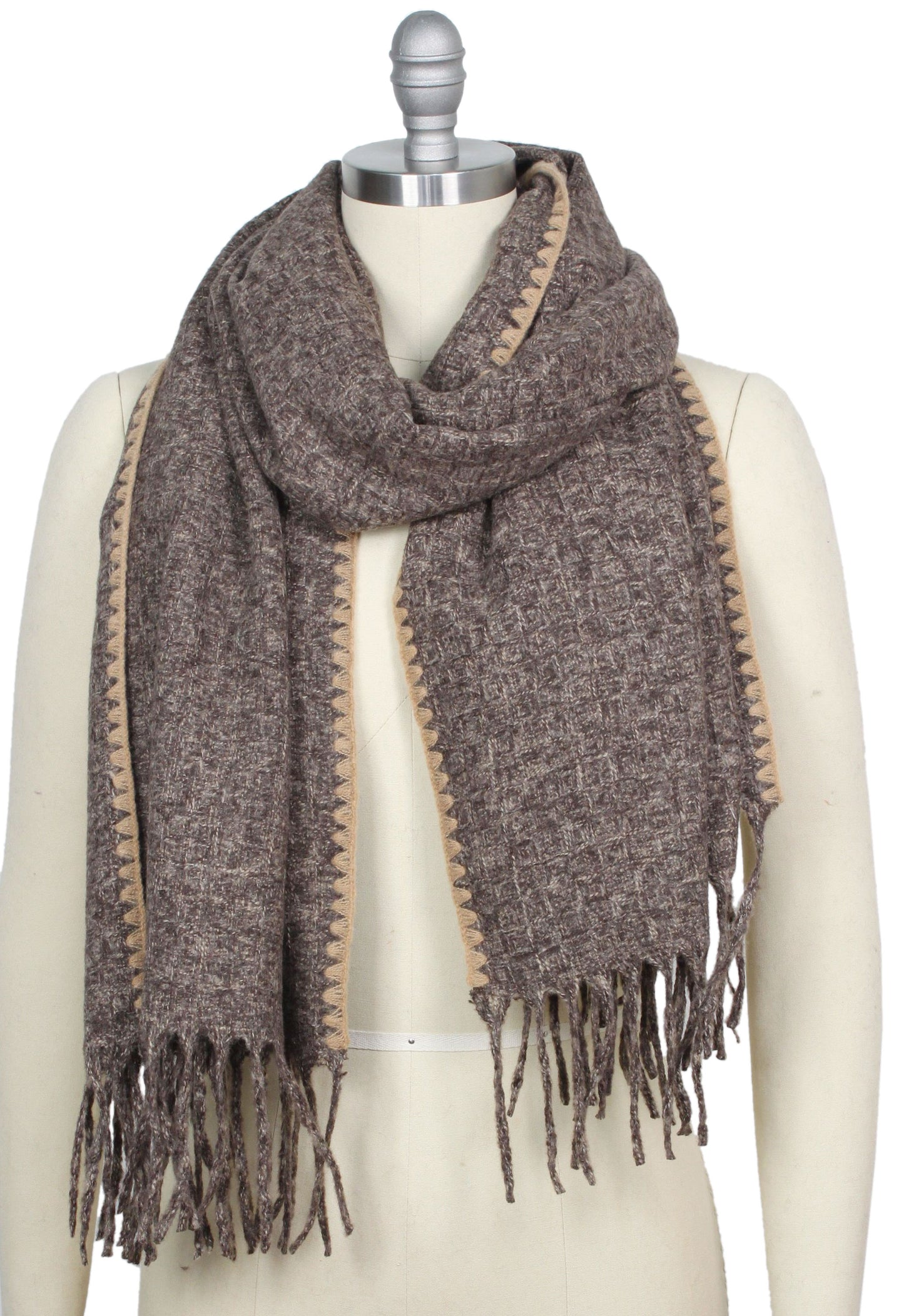 CONTRAST EDGE OBLONG SCARF/SHAWL