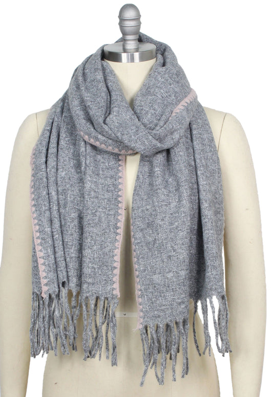 CONTRAST EDGE OBLONG SCARF/SHAWL