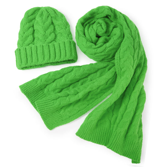 CABLE KNIT HAT+SCARF SET