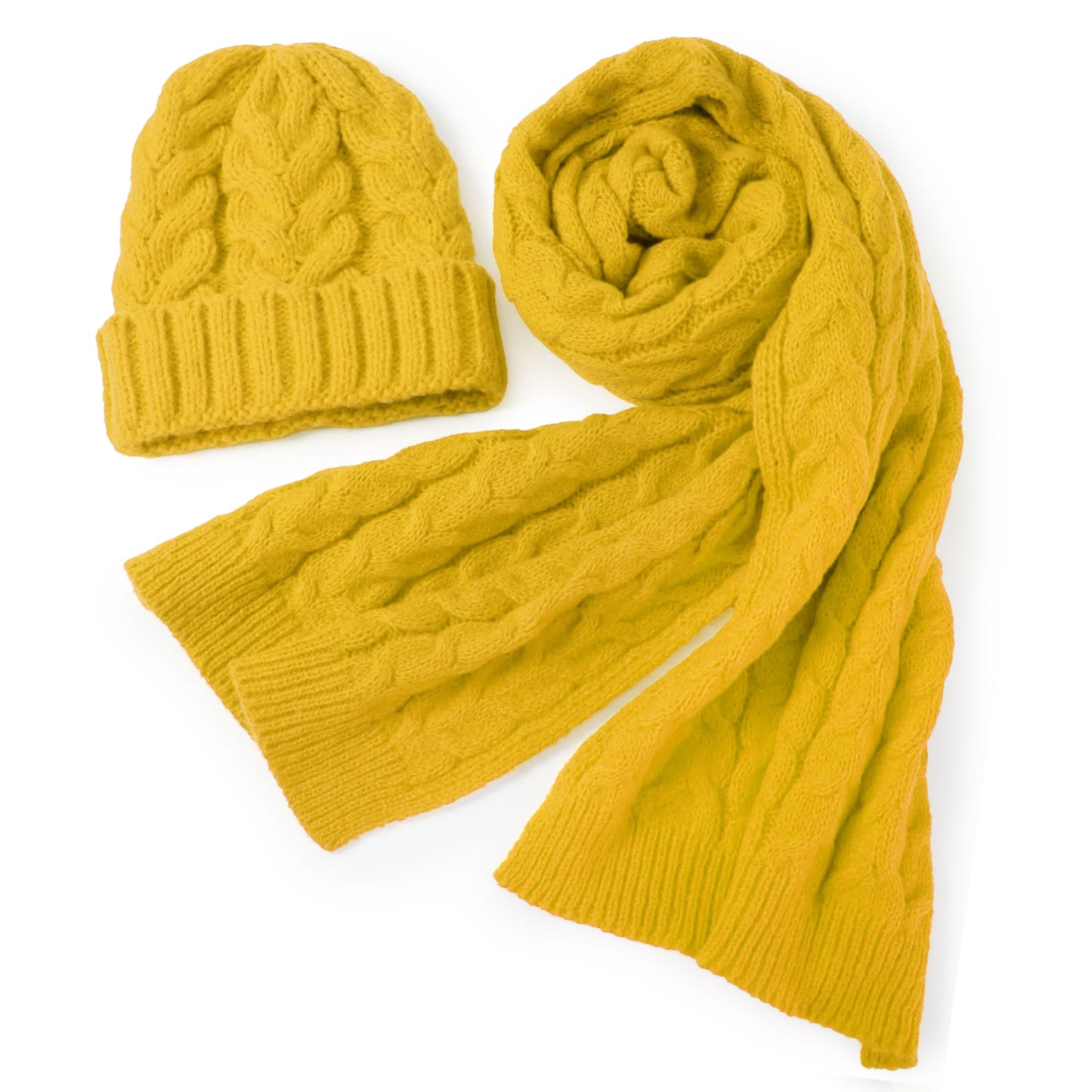 CABLE KNIT HAT+SCARF SET