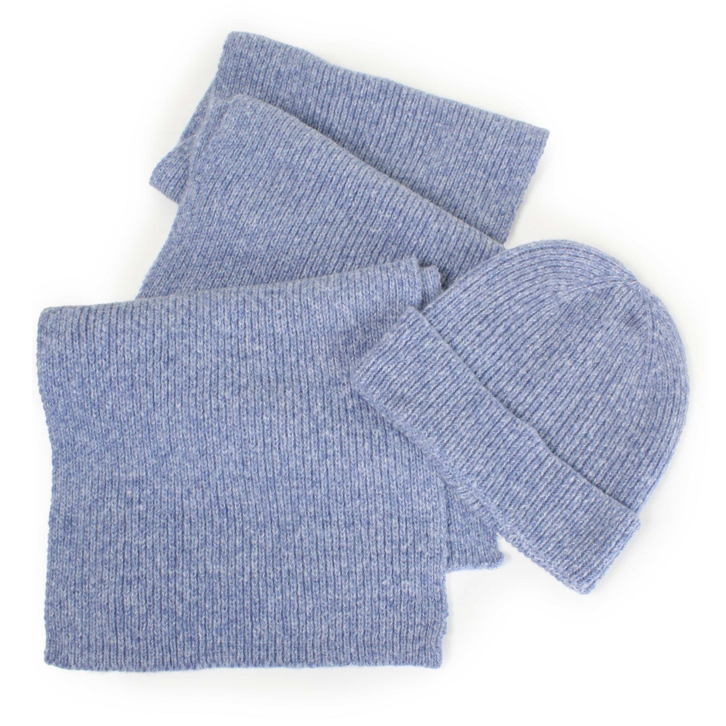 RIBBED KNIT HAT+SCARF SET