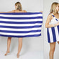 STRIPE PRINT 2-IN-1 BEACH TOWEL TOTE BAG