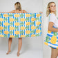 PINEAPPLE+STRIPE PRINT 2-IN-1 BEACH TOWEL TOTE BAG