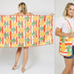 PINEAPPLE+STRIPE PRINT 2-IN-1 BEACH TOWEL TOTE BAG