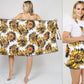 SUNFLOWER PRINT 2-IN-1 BEACH TOWEL TOTE BAG