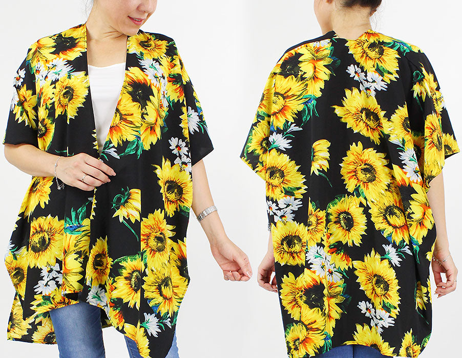 SUNFLOWER PRINT KIMONO