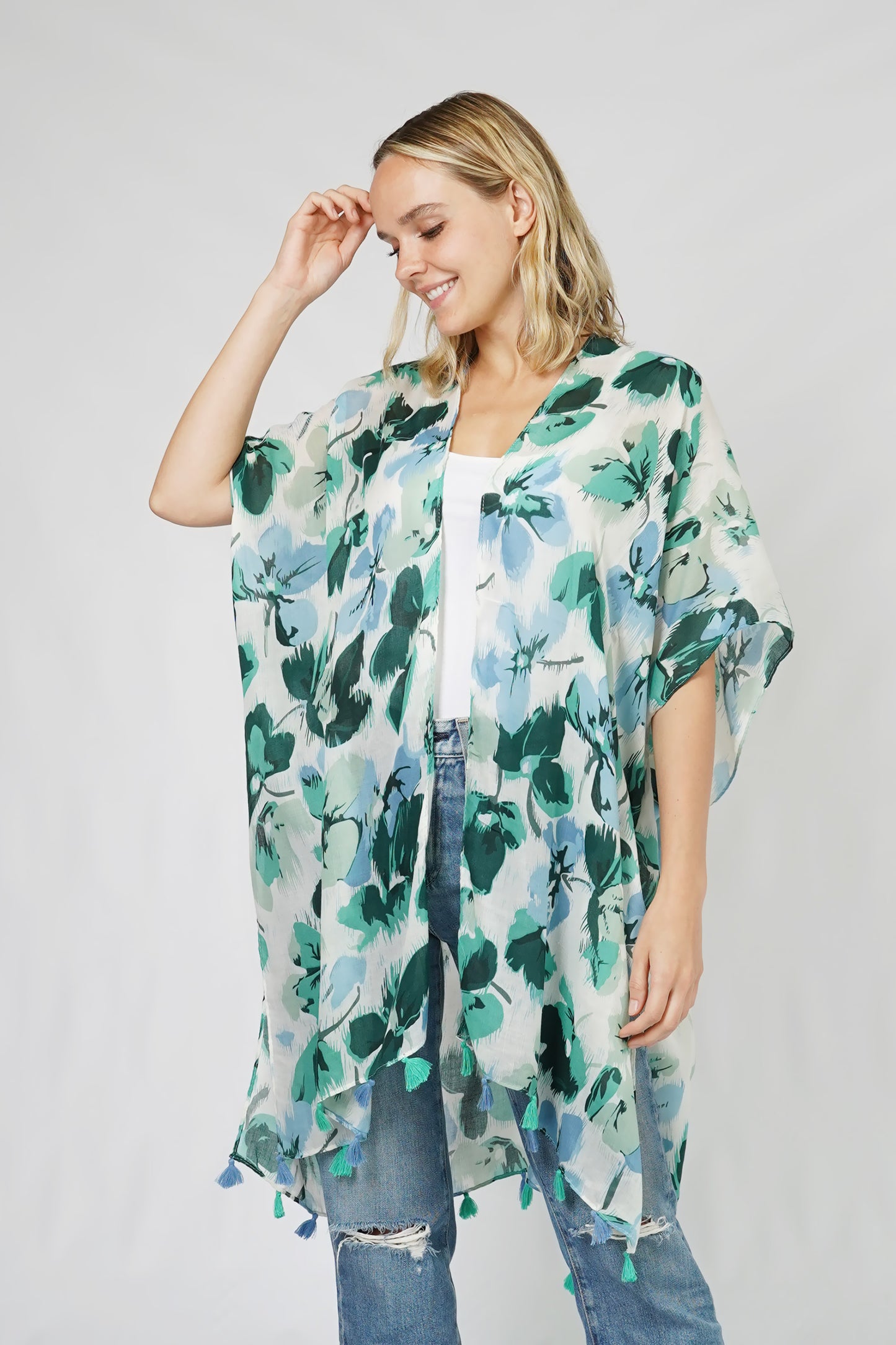 FLORAL PRINT KIMONO/VEST