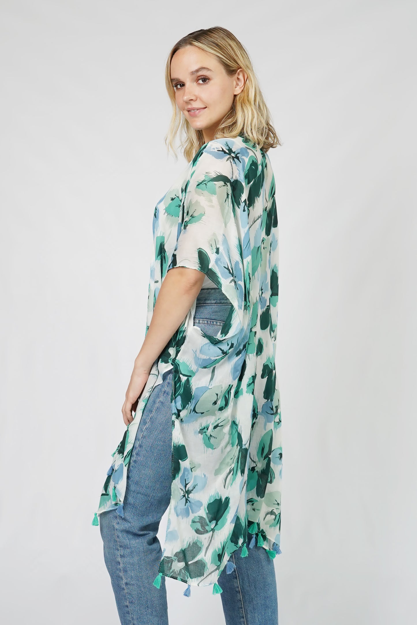 FLORAL PRINT KIMONO/VEST