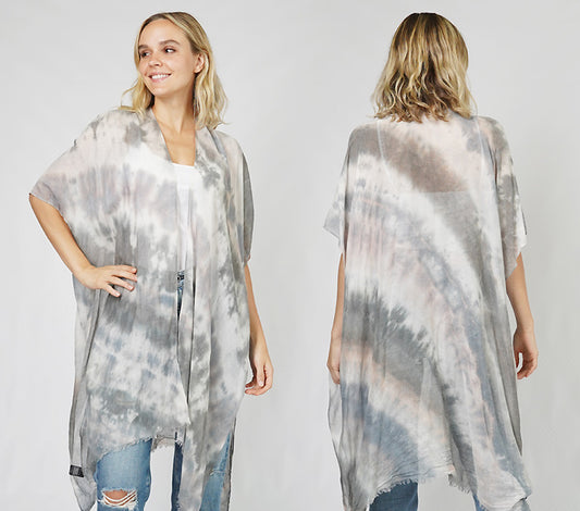 DIAGNAL TIE DYE KIMONO/VEST