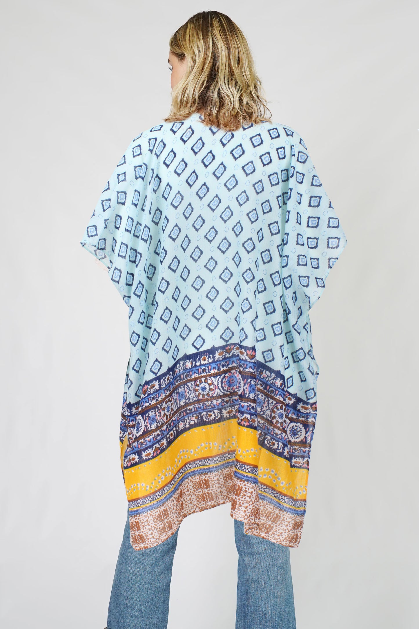 ETHNIC PRINT KIMONO VEST