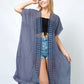 TRIM EDGE WASHED EFFECT KIMONO/VEST