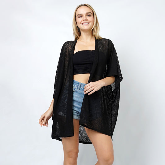 TEXTURED JERSEY RELAXED FIT KIMONO/VEST