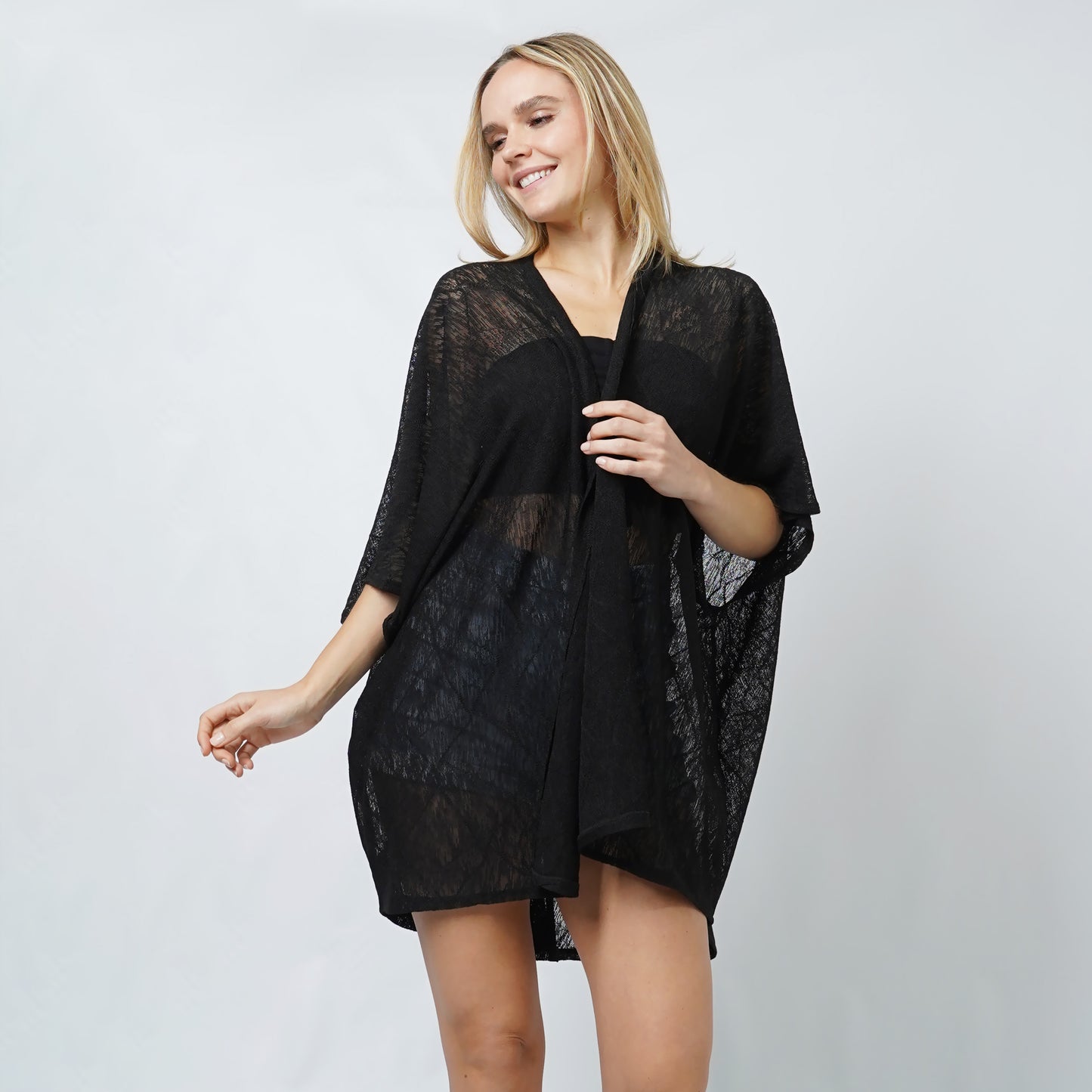 TEXTURED JERSEY RELAXED FIT KIMONO/VEST