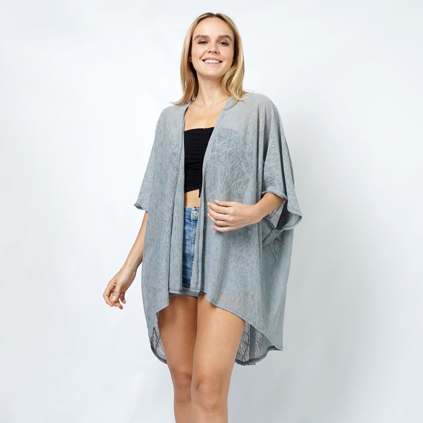 TEXTURED JERSEY RELAXED FIT KIMONO/VEST