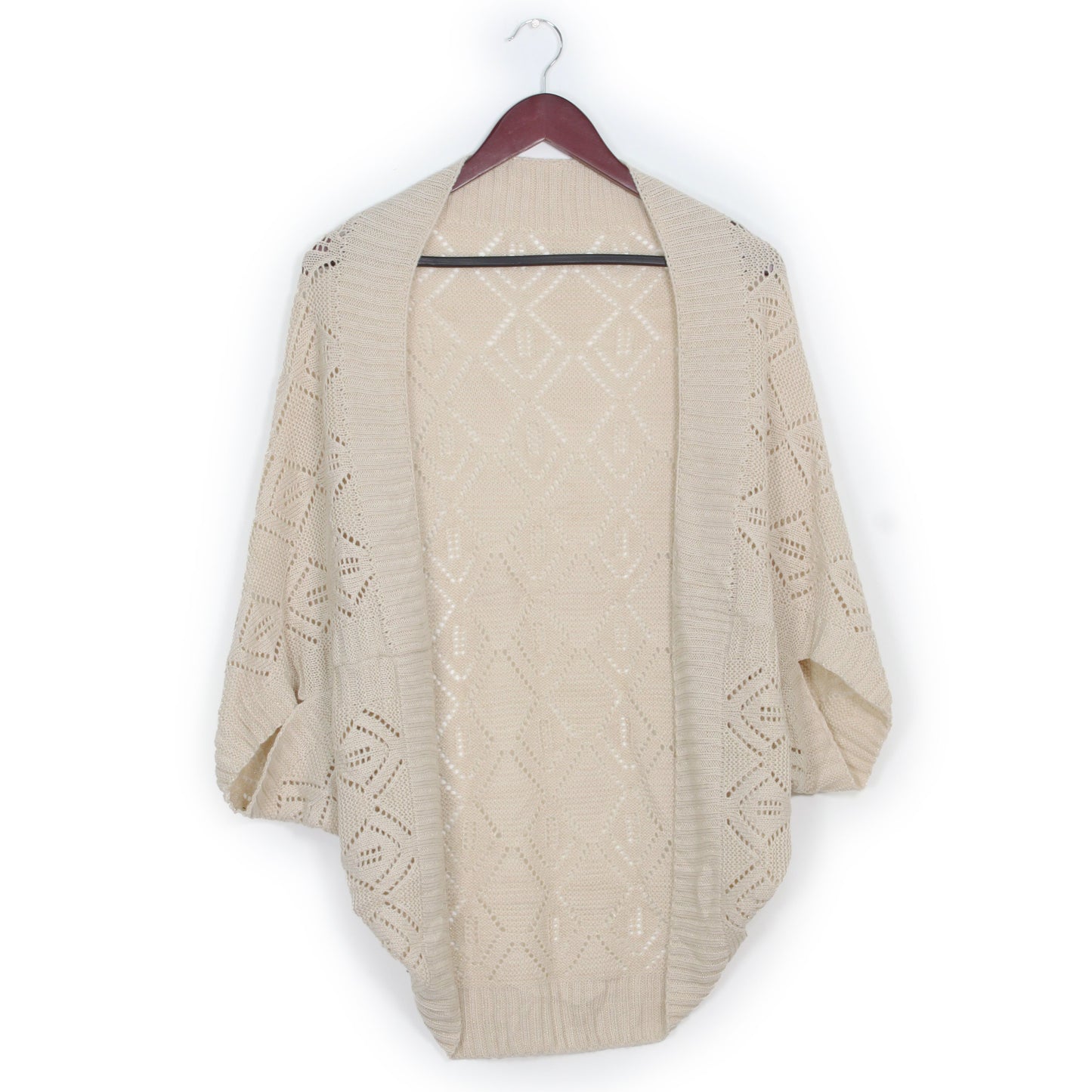 LUREX+ DIAMOND PATTERN KNIT SHRUG/VEST