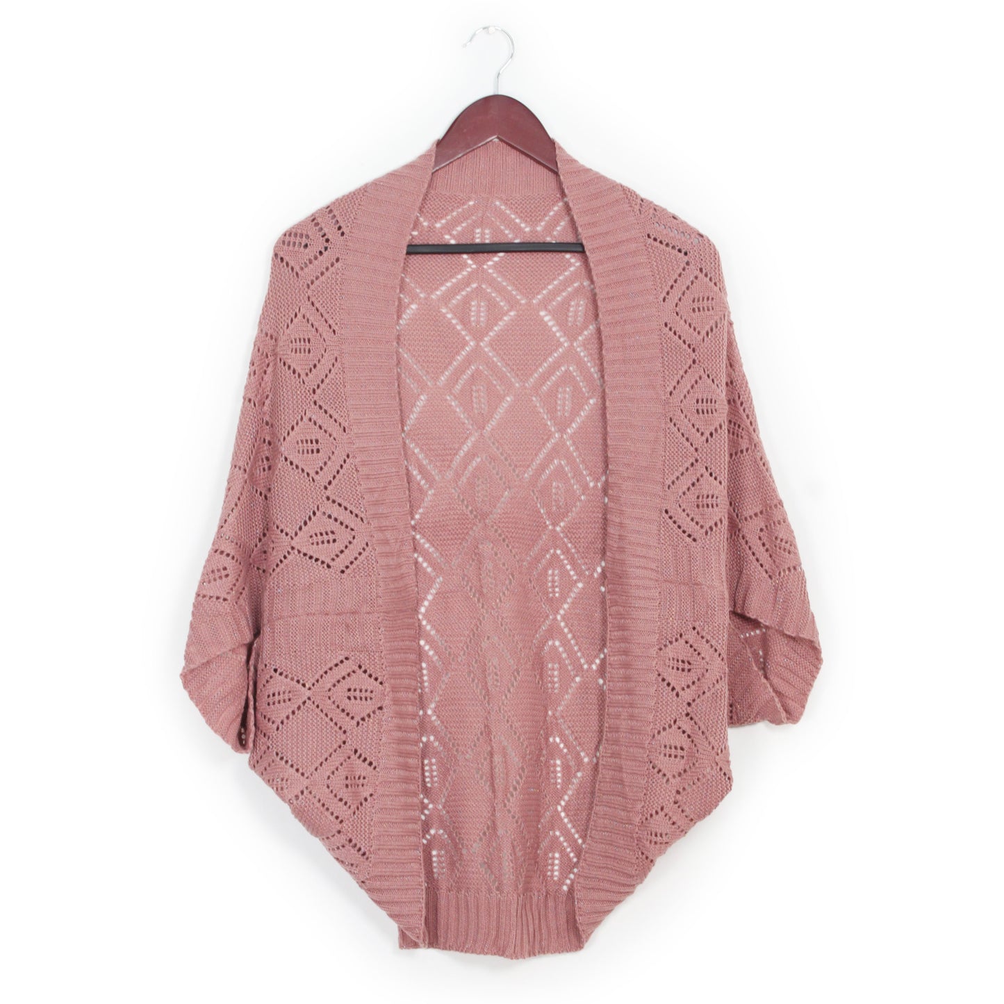 LUREX+ DIAMOND PATTERN KNIT SHRUG/VEST