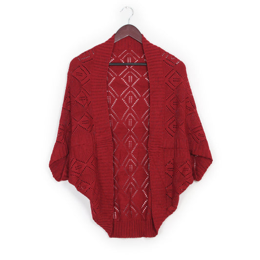 LUREX+ DIAMOND PATTERN KNIT SHRUG/VEST