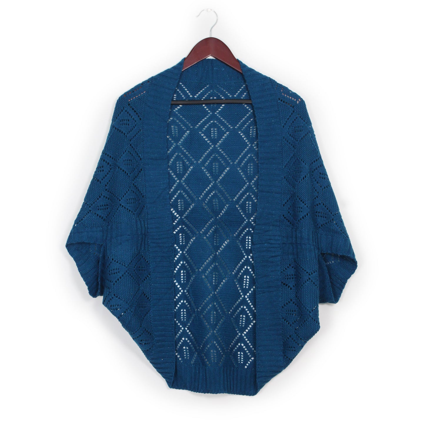 LUREX+ DIAMOND PATTERN KNIT SHRUG/VEST