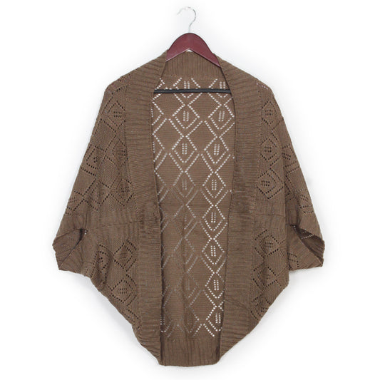 LUREX+ DIAMOND PATTERN KNIT SHRUG/VEST