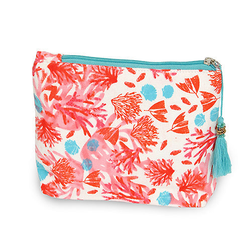 CORAL PRINT POUCH/COSMETIC BAG