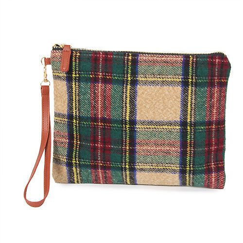 TARTAN CLUTCH BAG W/ WRISTLET