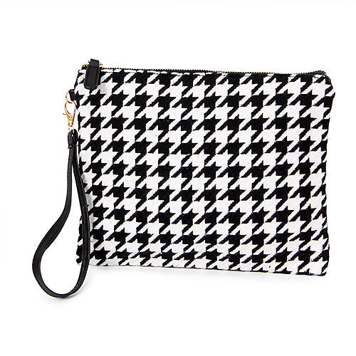 HOUNDSTOOTH CLUTCH BAG W/ WRISTLET