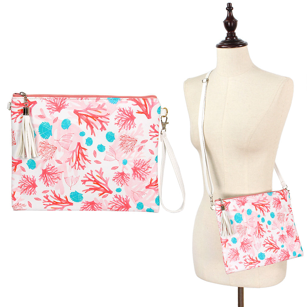 CORAL CROSS BODY/CLUTCH W/ 2 STRAP