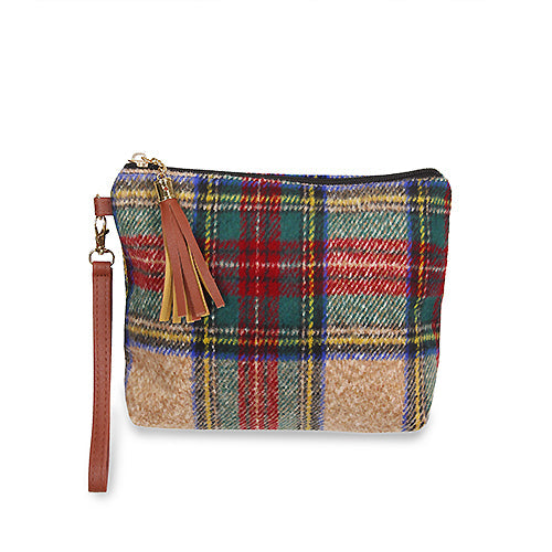 TARTAN POUCH BAG W/WRISTLET